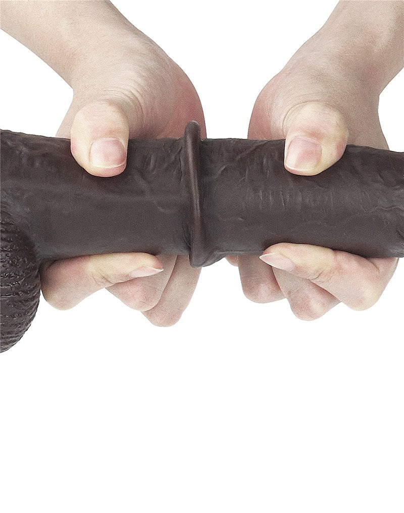 LoveToy - Realistische XXL Dildo Met Zuignap 23 x 4 cm - Bruin-Erotiekvoordeel.nl