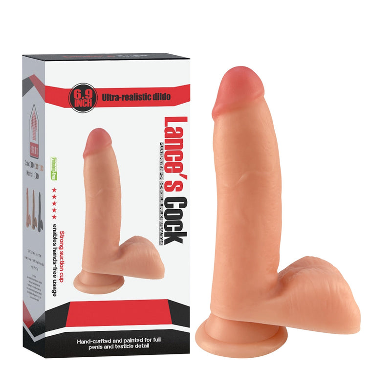 Lance's - PVC Dildo met Zuignap - 17,0 cm - Lichte Huidskleur