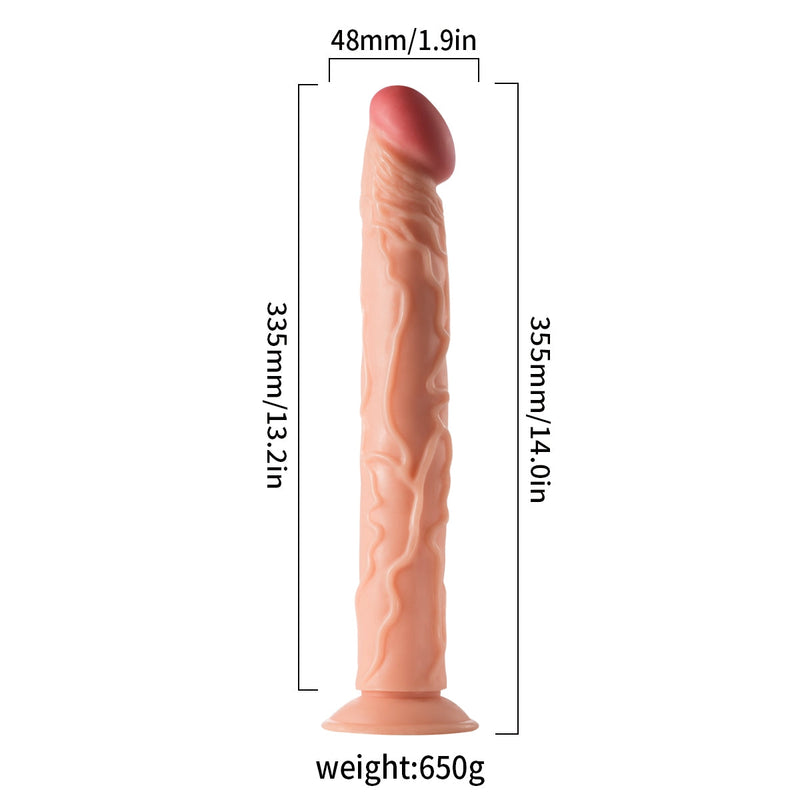 Lance's - PVC Dildo met Zuignap - 35,1 cm - Lichte Huidskleur