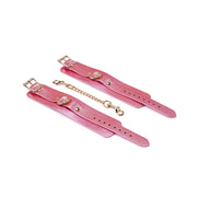 Liebe Seele - Lustre Rosa - Lederen Polsboeien - Parelmoer Roze-Erotiekvoordeel.nl