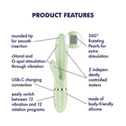 Satisfyer - Pearl Bunny 2 - Roterende Rabbit Vibrator - Lichtgroen-Erotiekvoordeel.nl