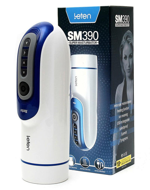 Leten - SM390 Super Masturbator - Telescopische trekbeweging - Verwarmend - Siliconen Sleeve-Erotiekvoordeel.nl