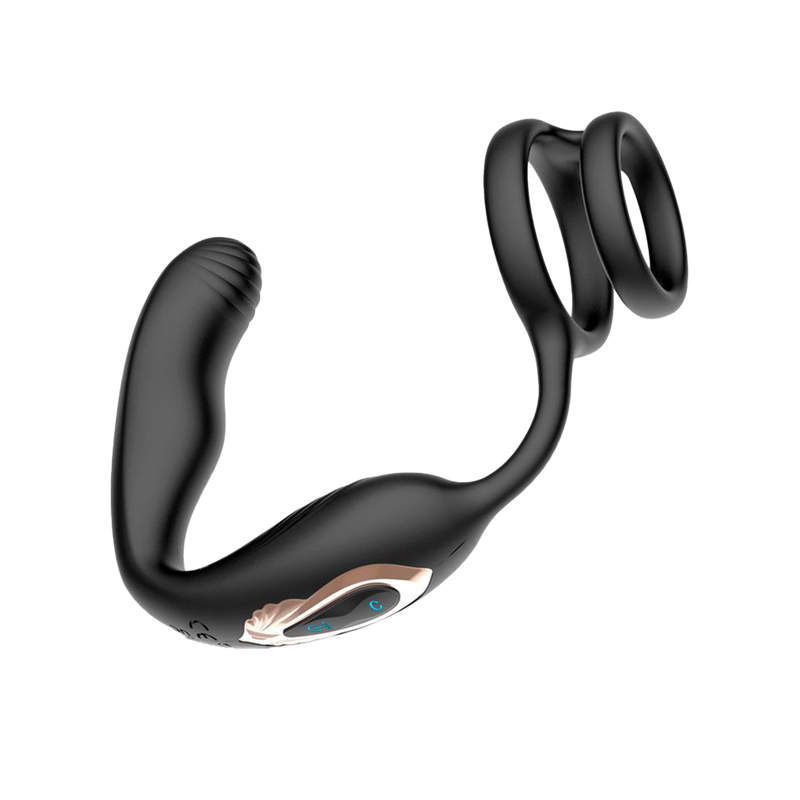 IY - Bruce - Prostaatmassager 360° - Met dubbele penisring - Zwart-Erotiekvoordeel.nl