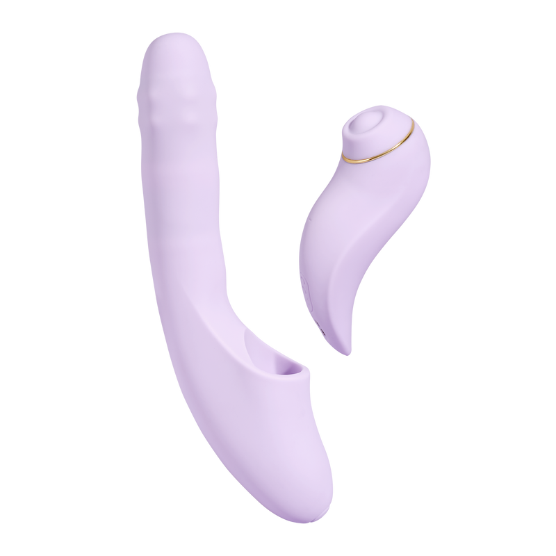 Svakom - DuoGlow – Stotende en Roterende Kralen Vibrator met Pulserende`Stimulator – Lila-Erotiekvoordeel.nl