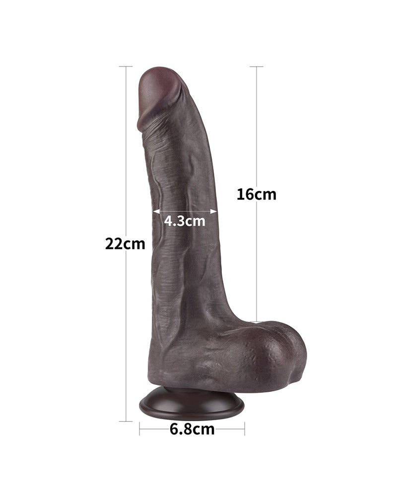 LoveToy - Dildo Met Sliding Skin Technologie - 22 cm x Ø 4,3 cm - Bruin-Erotiekvoordeel.nl