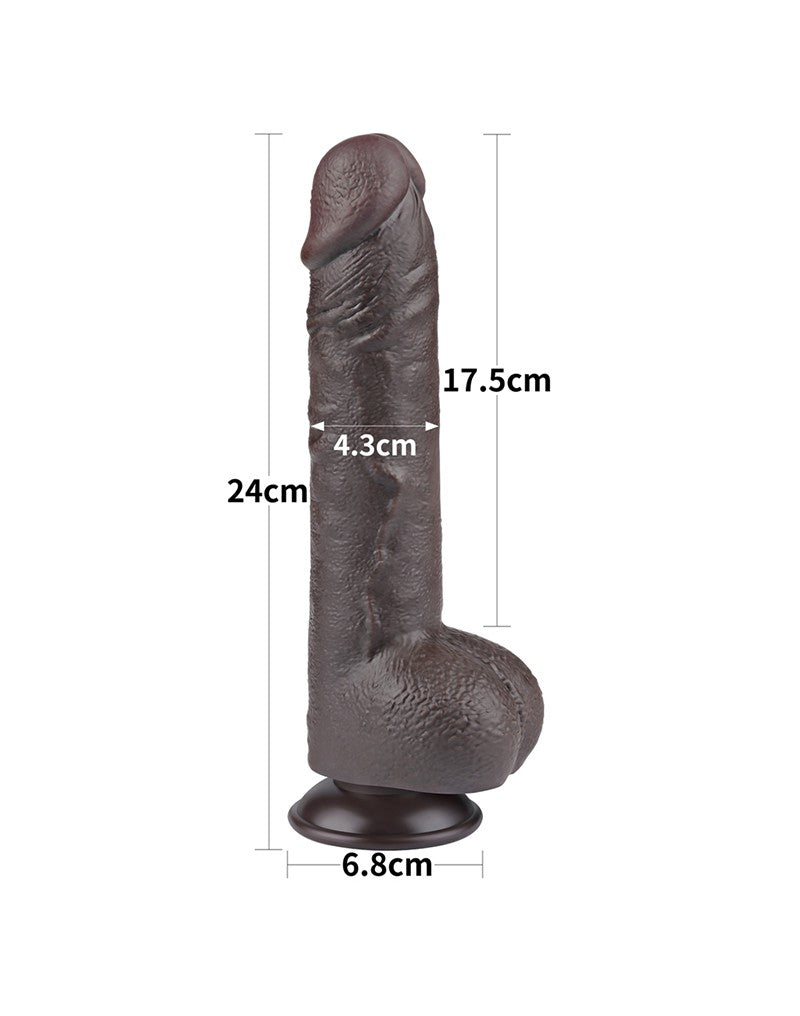 LoveToy - Dildo Met Sliding Skin Technologie - 24 cm x Ø 4,3 cm - Bruin-Erotiekvoordeel.nl