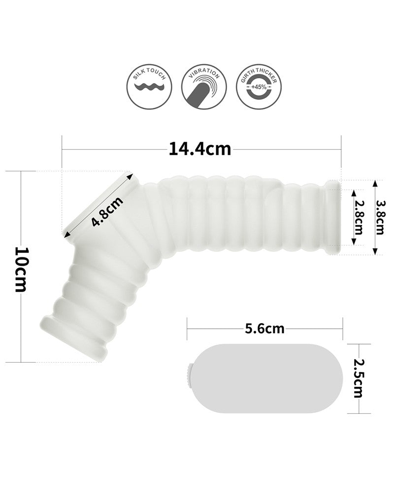 LoveToy - Vibrerende Rekbare Penis Sleeve - Wave Knights - Wit-Erotiekvoordeel.nl