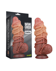 LoveToy - XXL Extreme Dildo met Touw Motief - Lengte 24 cm - Bruin/Lichte Huidskleur-Erotiekvoordeel.nl