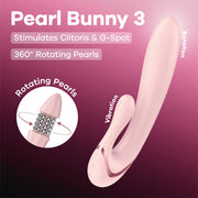 Satisfyer - Pearl Bunny 3 - Roterende Rabbit Vibrator - Roze-Erotiekvoordeel.nl