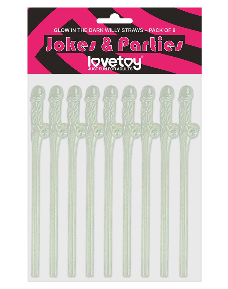 LoveToy - Herbruikbare Piemel Drinkrietjes - Glow In The dark-Erotiekvoordeel.nl