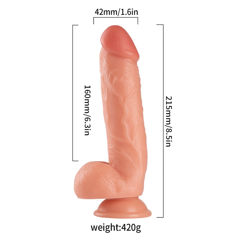 Lance's - PVC Dildo met Zuignap - 21,6 cm - Lichte Huidskleur
