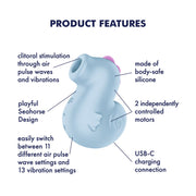 Satisfyer - Sea Pony - Luchtdruk Vibrator - Blauw-Erotiekvoordeel.nl