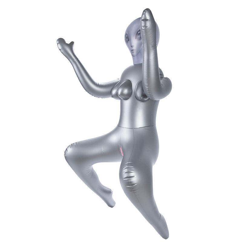 To Infinity - Opblaaspop Alien Vrouw met Drie Borsten - Zilver-Erotiekvoordeel.nl