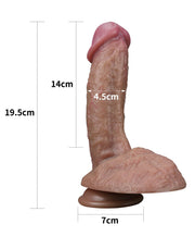 LoveToy - Realistische Grote Dildo 19.5 cm Dubbellaags Siliconen - Donkere Huidskleur-Erotiekvoordeel.nl