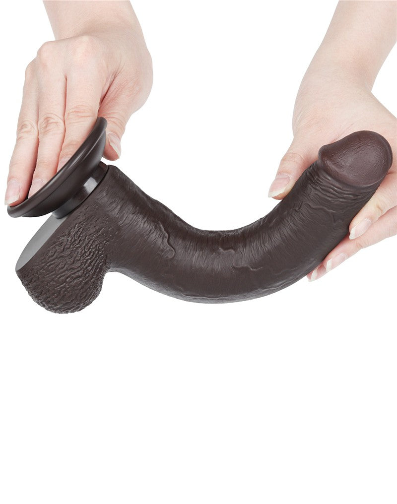 LoveToy - Dildo Met Sliding Skin Technologie - 22 cm x Ø 3,7 cm - Bruin-Erotiekvoordeel.nl