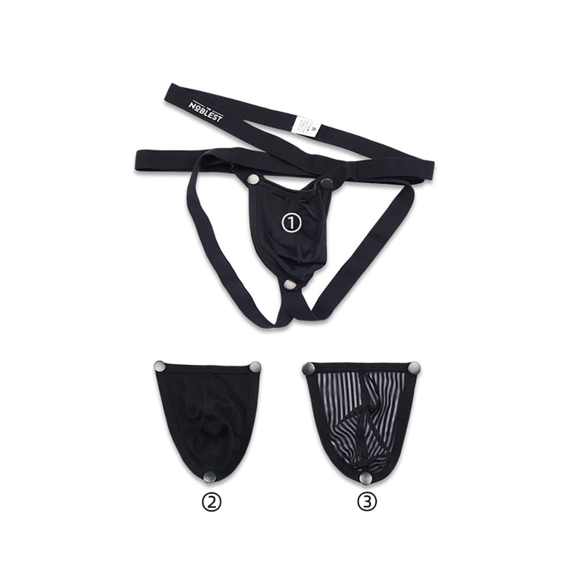 The Noblest - Jockstrap met 3 verwisselbare frontjes - Zwart