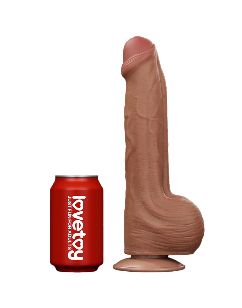 LoveToy - Sliding Skin Dildo - Lengte 29 cm - Bruin-Erotiekvoordeel.nl