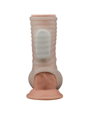 LoveToy - Vibrerende Rekbare Penis Sleeve - Wave Knights - Wit-Erotiekvoordeel.nl
