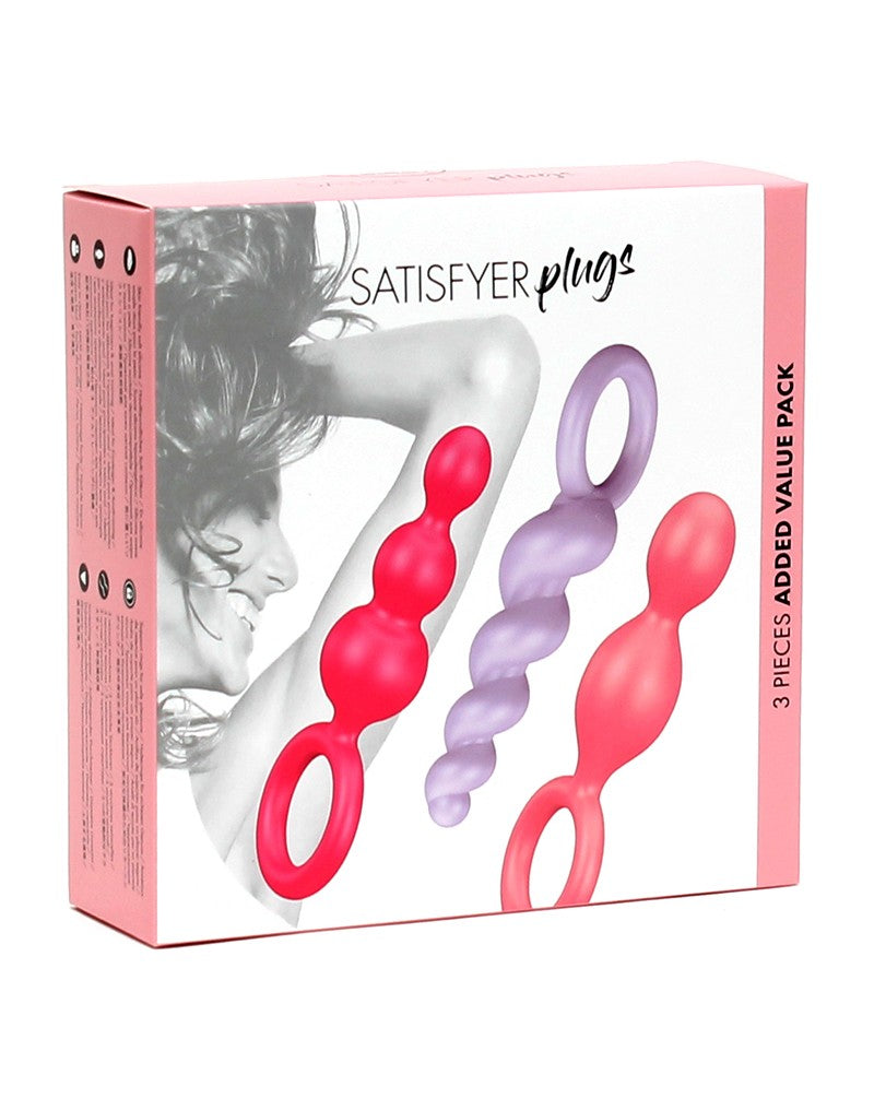Satisfyer - Booty Call - Anaal Plugs - Set Van 3 - Roze/Lila/Fuchsia-Erotiekvoordeel.nl