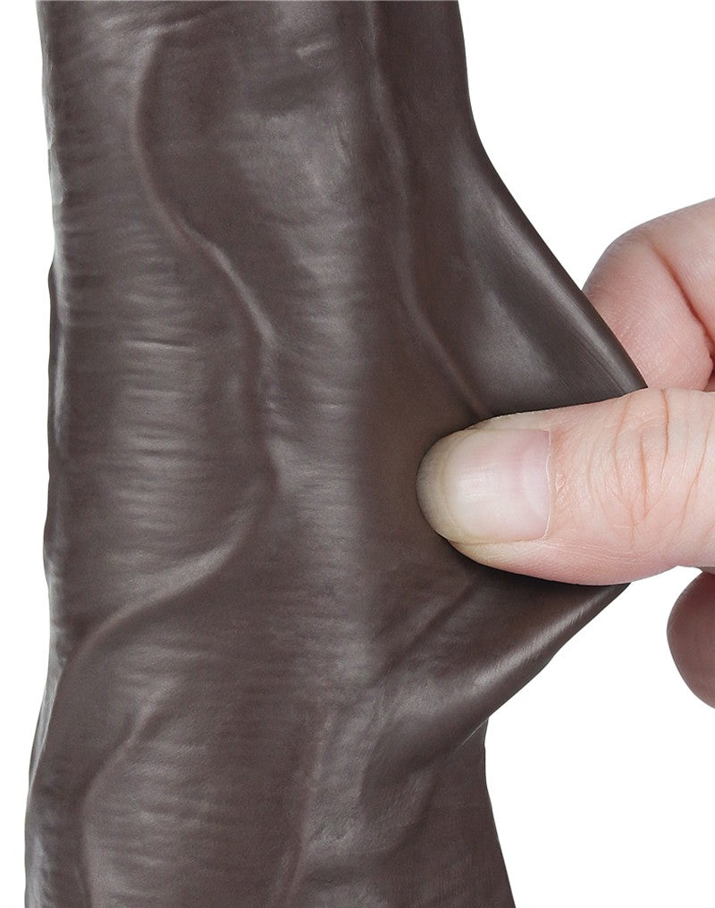LoveToy - Dildo Met Sliding Skin Technologie - 22 cm x Ø 4,3 cm - Bruin-Erotiekvoordeel.nl