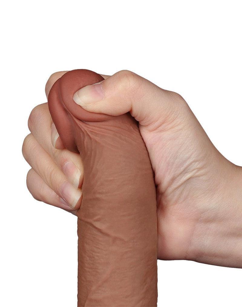 LoveToy - Dildo Met Sliding Skin Technologie - 20 x 3.9 cm - Verwijderbare Zuignap - Medium Huidskleur-Erotiekvoordeel.nl
