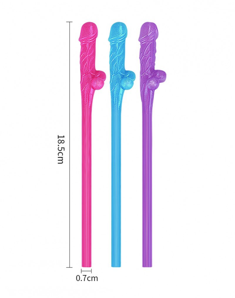 LoveToy - Herbruikbare Piemel Drinkrietjes - Multicolour-Erotiekvoordeel.nl