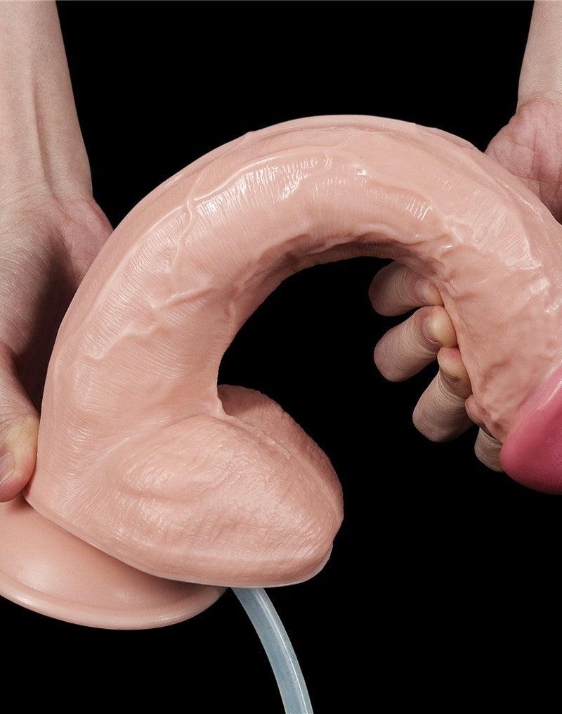 LoveToy - Realistische Squirt Dildo 28 cm - Waterbestendige PVC Dildo in Nude kleur met Squirt functie-Erotiekvoordeel.nl