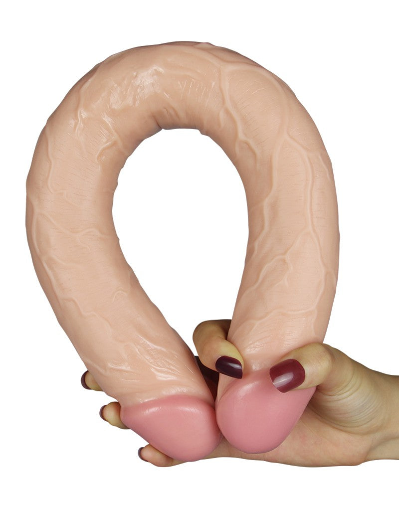 LoveToy - Kingsize Slim Ultra Dubbele Dildo 45 cm - Lichte Huidskleur-Erotiekvoordeel.nl