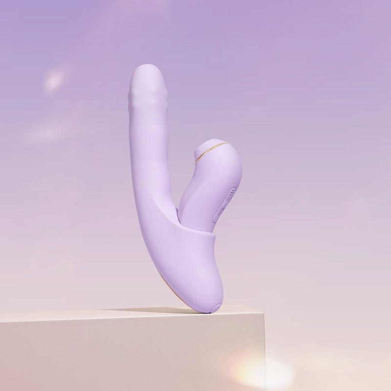 Svakom - DuoGlow – Stotende en Roterende Kralen Vibrator met Pulserende`Stimulator – Lila-Erotiekvoordeel.nl
