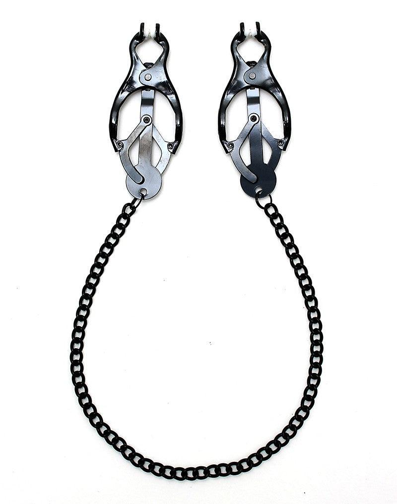 Rimba - Japanse Clover Tepelklemmen Met Ketting - Zwart-Erotiekvoordeel.nl