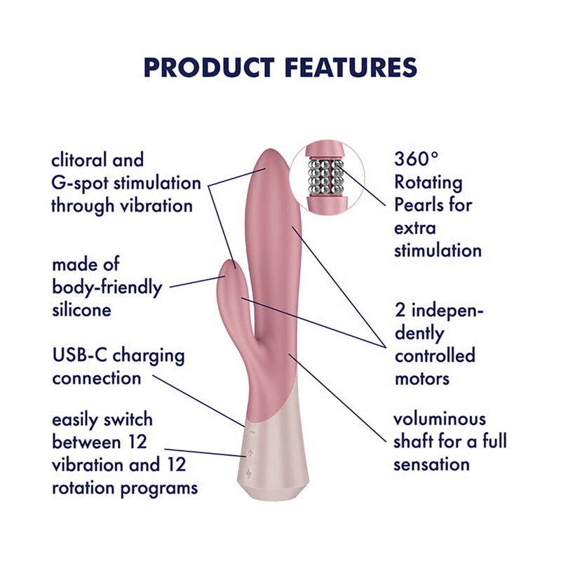 Satisfyer - Pearl Bunny 1 - Roterende Rabbit Vibrator - Dusty Rose-Erotiekvoordeel.nl
