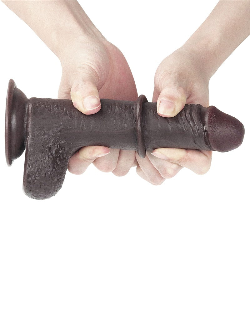 LoveToy - Dildo Met Sliding Skin Technologie - 17.5 x 3.5 cm - Bruin-Erotiekvoordeel.nl