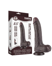 LoveToy - Dildo Met Sliding Skin Technologie - 22 cm x Ø 4,3 cm - Bruin-Erotiekvoordeel.nl