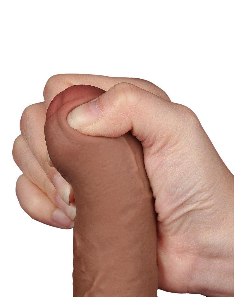 LoveToy - Dildo Met Sliding Skin Technologie - 18.3 x 3.5 cm - Verwijderbare Zuignap - Medium Huidskleur-Erotiekvoordeel.nl