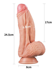 LoveToy - Realistische XXL Dildo Met Balzak En Zuignap 24.5 cm - Lichte Huidskleur-Erotiekvoordeel.nl