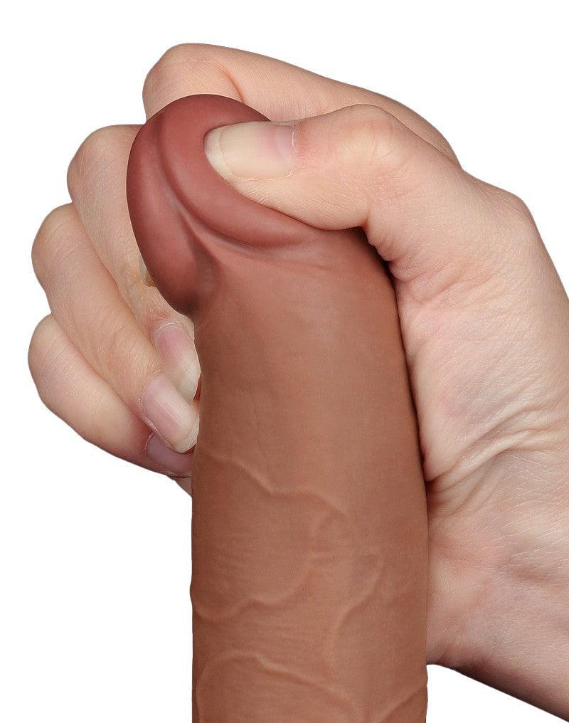 LoveToy - Dildo Met Sliding Skin Technologie - 19.5 x 3.6 cm - Verwijderbare Zuignap - Medium Huidskleur-Erotiekvoordeel.nl