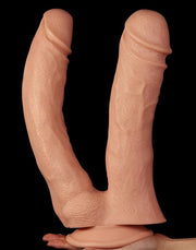 LoveToy - Realistische XXL Dubbele Penetratie Dildo 30 cm - Lichte Huidskleur-Erotiekvoordeel.nl