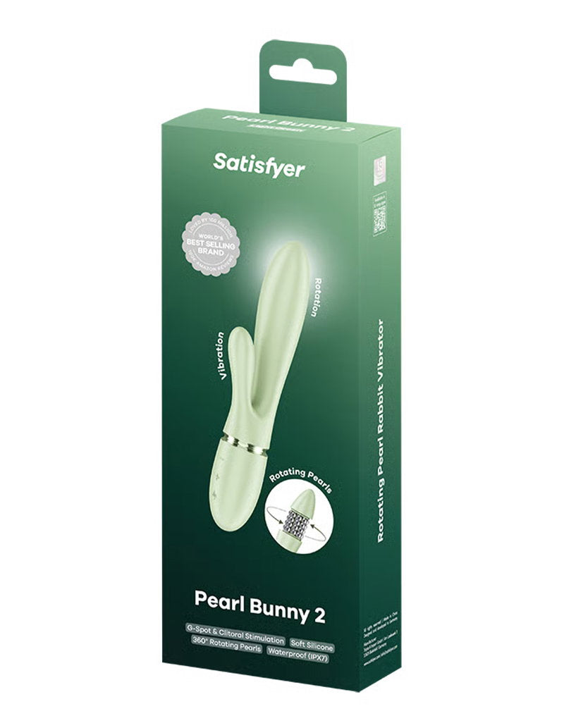 Satisfyer - Pearl Bunny 2 - Roterende Rabbit Vibrator - Lichtgroen-Erotiekvoordeel.nl