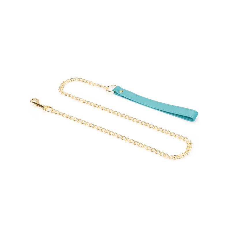 Liebe Seele - Siren's Cove Lamslederen Collar met Leiband - Turquoise-Erotiekvoordeel.nl