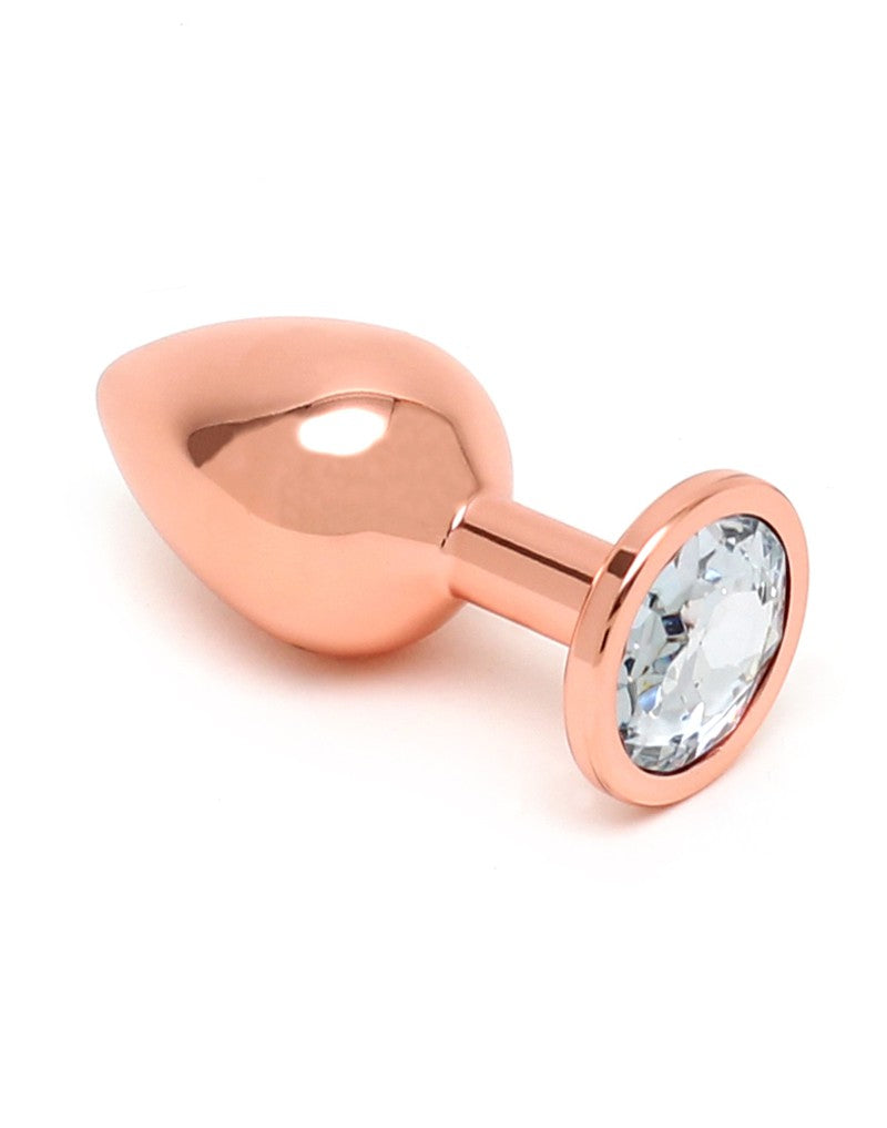 Rimba - Pisa - Rosé Gouden Aluminium Buttplug Met Kristal-Erotiekvoordeel.nl