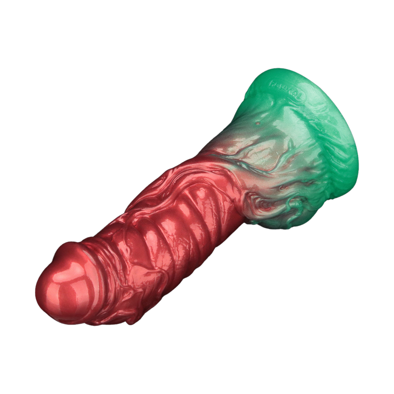 LoveToy - Dual Density Siliconen - Opblaasbare Dildo - Rood/Groen-Erotiekvoordeel.nl