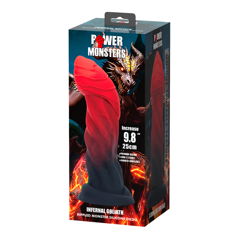 Power Monsters - Infernal Goliath - Monster Dildo - 25 cm - Zwart/Rood-Erotiekvoordeel.nl
