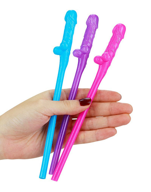 LoveToy - Herbruikbare Piemel Drinkrietjes - Multicolour-Erotiekvoordeel.nl
