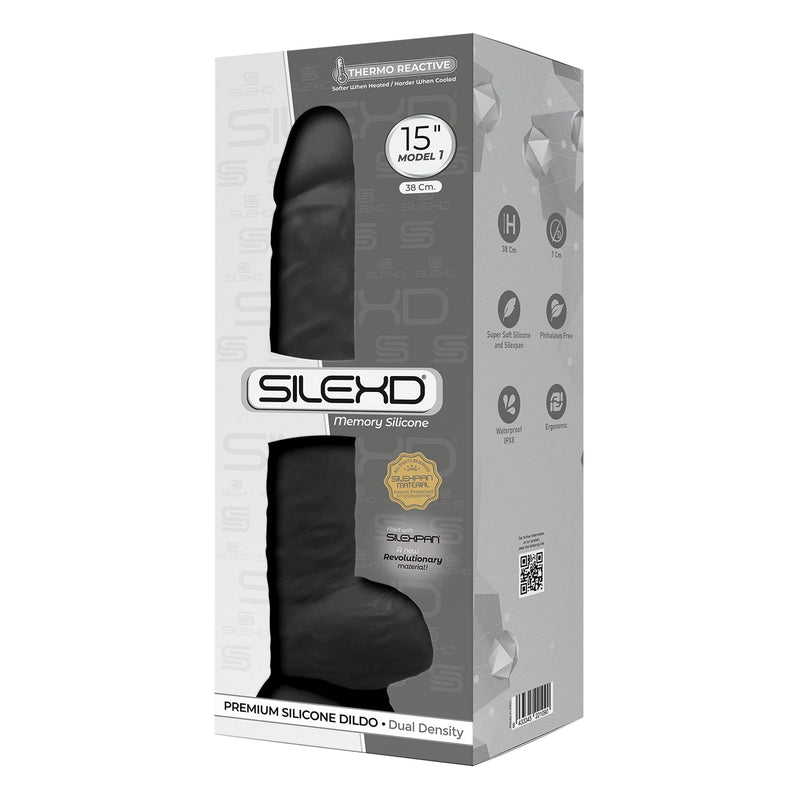 XXXSILEXD - Realistische XXL Dildo - Model 1 - 38 cm - Zwart-Erotiekvoordeel.nl