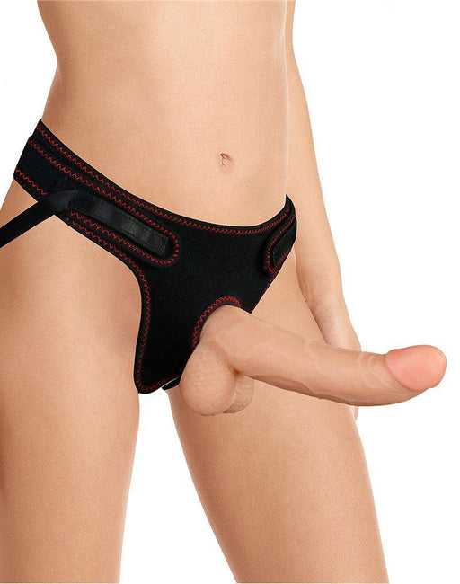 LoveToy - Easy Strap-on Set Met Dildo - 21,5 cm Met Balzak - Lichte Huidskleur-Erotiekvoordeel.nl
