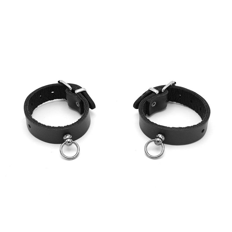 Kiotos - Polsboeien Leder met Kleine O-ring - Zwart-Erotiekvoordeel.nl
