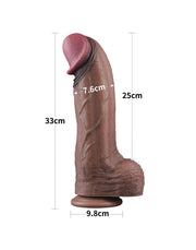 LoveToy - Dubbellaags Siliconen Dildo XXL - Lengte 33 cm - Diameter 7.6 cm - Bruin-Erotiekvoordeel.nl