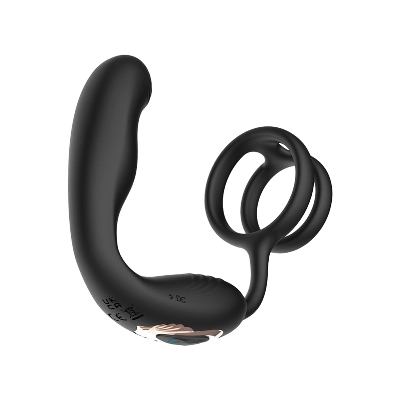 IY - Bruce - Prostaatmassager 360° - Met dubbele penisring - Zwart-Erotiekvoordeel.nl