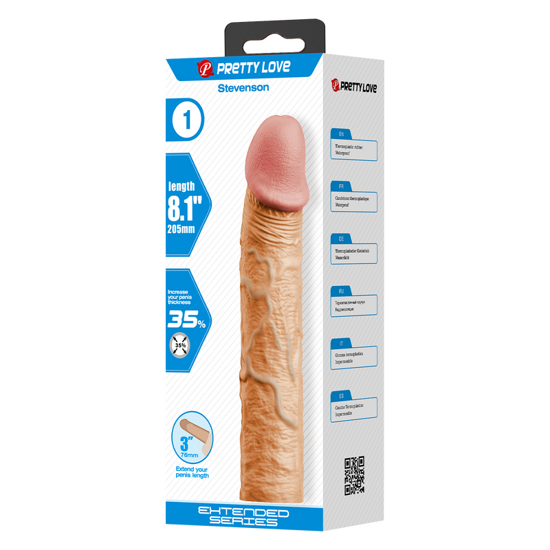 Pretty Love - Stevenson - Realistische Penis Sleeve - 205 mm - Lichte Huidskleur-Erotiekvoordeel.nl
