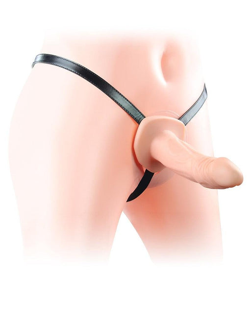 LoveToy - Unisex Holle Strap-on Dildo Met Harnas - 16,5 cm - Lichte Huidskleur-Erotiekvoordeel.nl